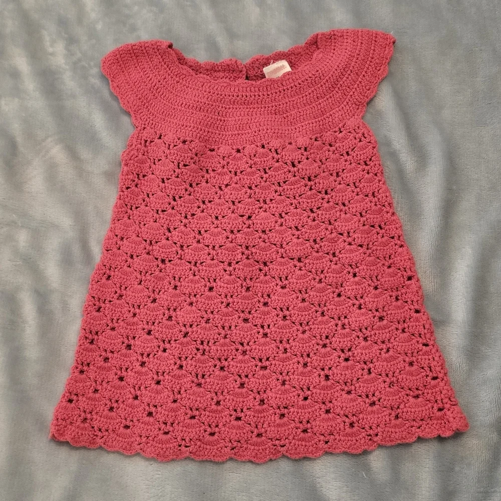 Gymboree Coral Crochet Baby Dress And Floral Cotton Blanket (1028) - Picture 2 of 7